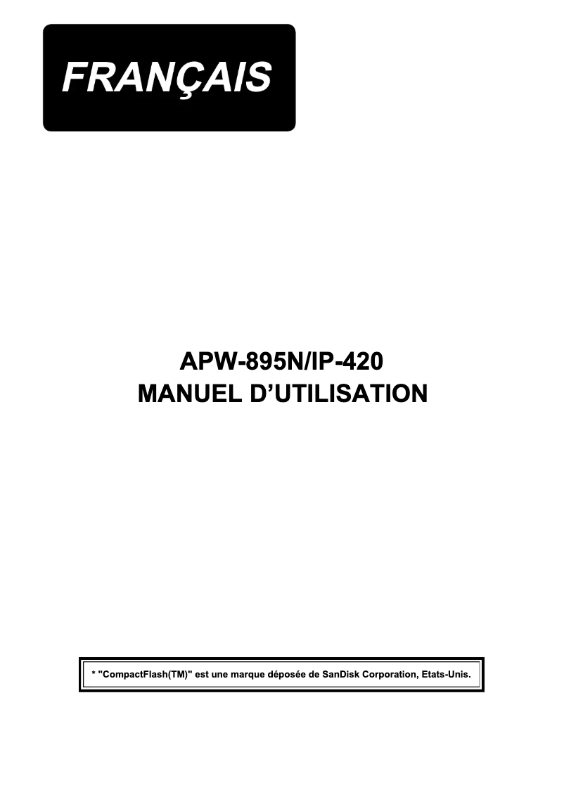 Image de la première page du manuel de l'appareil APW-895N