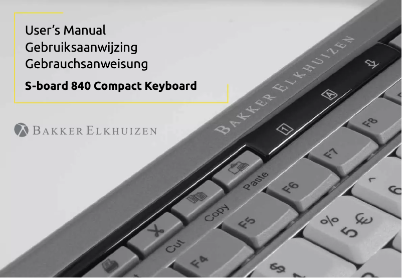 Page n°1 - Manuel utilisateur Bakker Elkhuizen S-board 840 Compact Keyboard