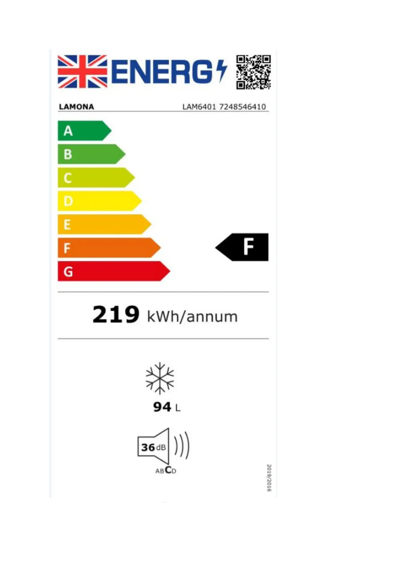Page 1 de la notice Label énergétique Lamona LAM6401
