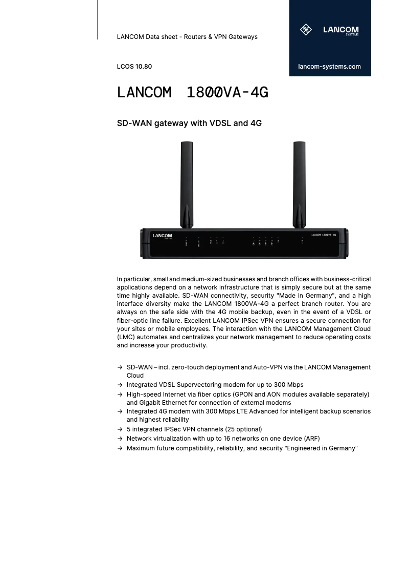 Image de la première page du manuel de l'appareil 1800VA-4G