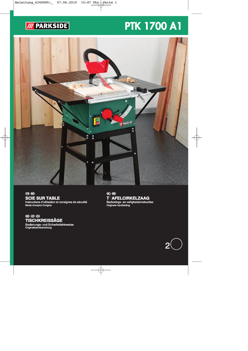 Page n°1 - Manuel utilisateur Parkside PTK 1700 A1