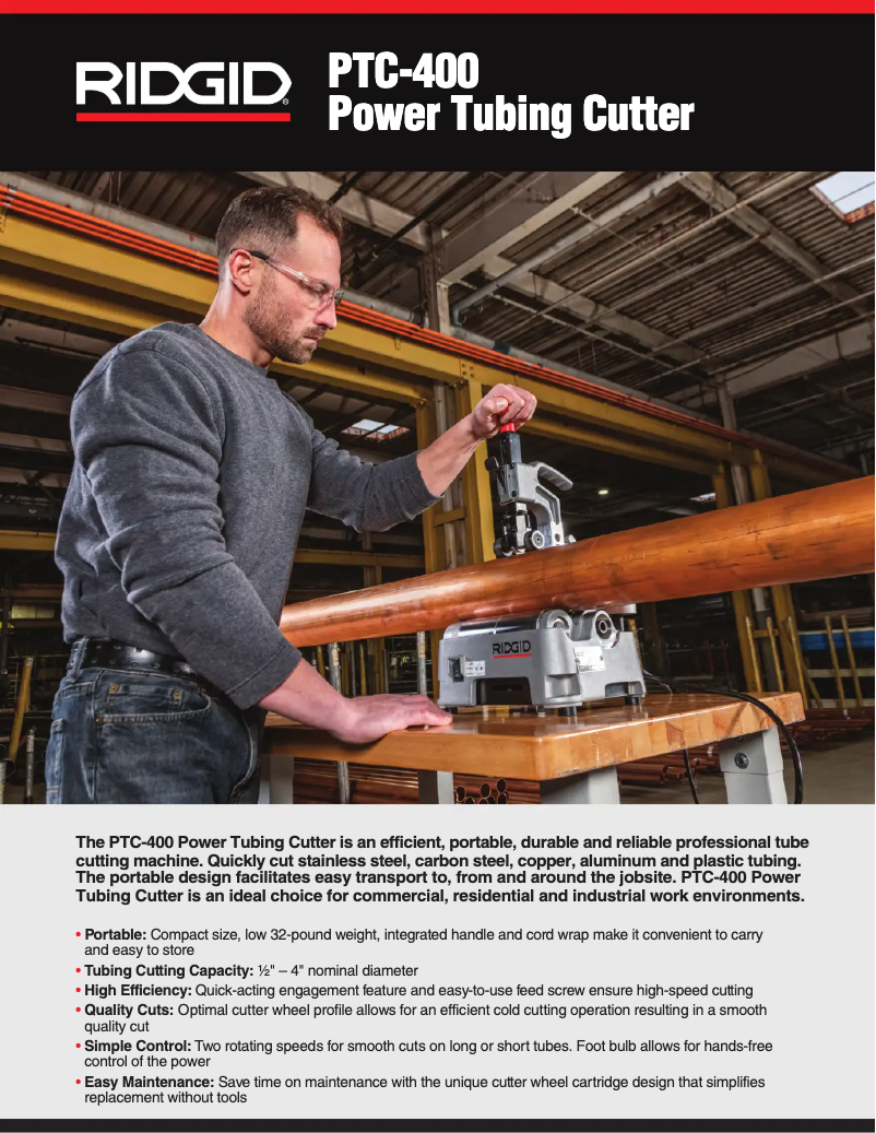 Page 1 de la notice Catalogue Ridgid PTC-400