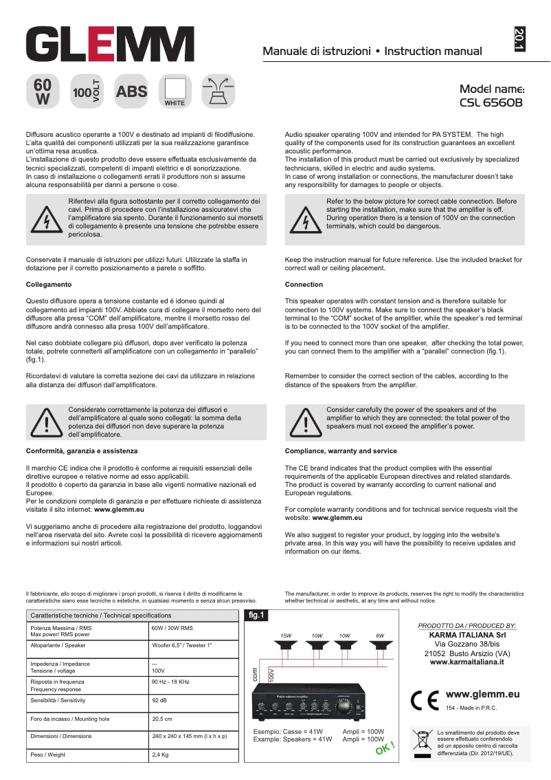 Page 1 de la notice Manuel utilisateur Glemm CSL 6560B