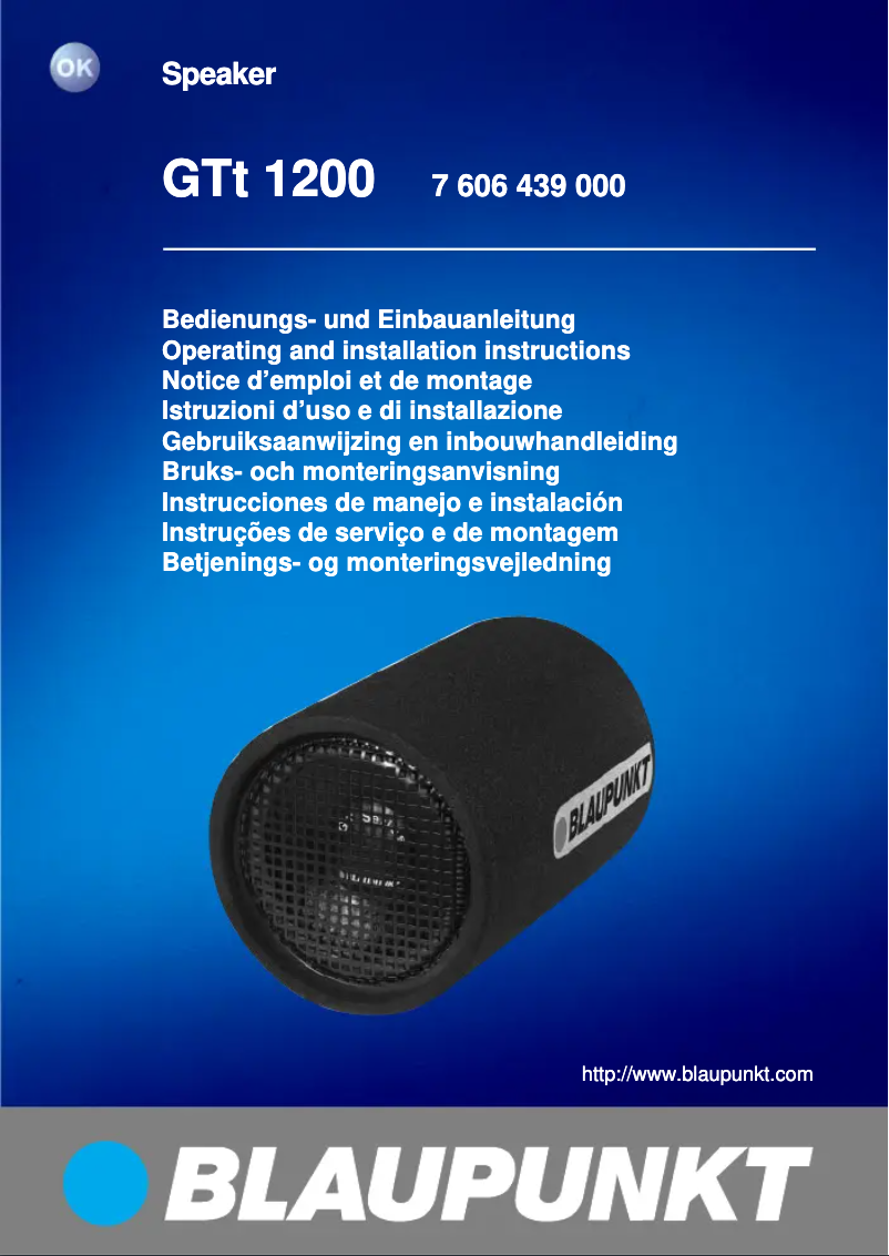 Page 1 de la notice Manuel utilisateur Blaupunkt GTt 1200