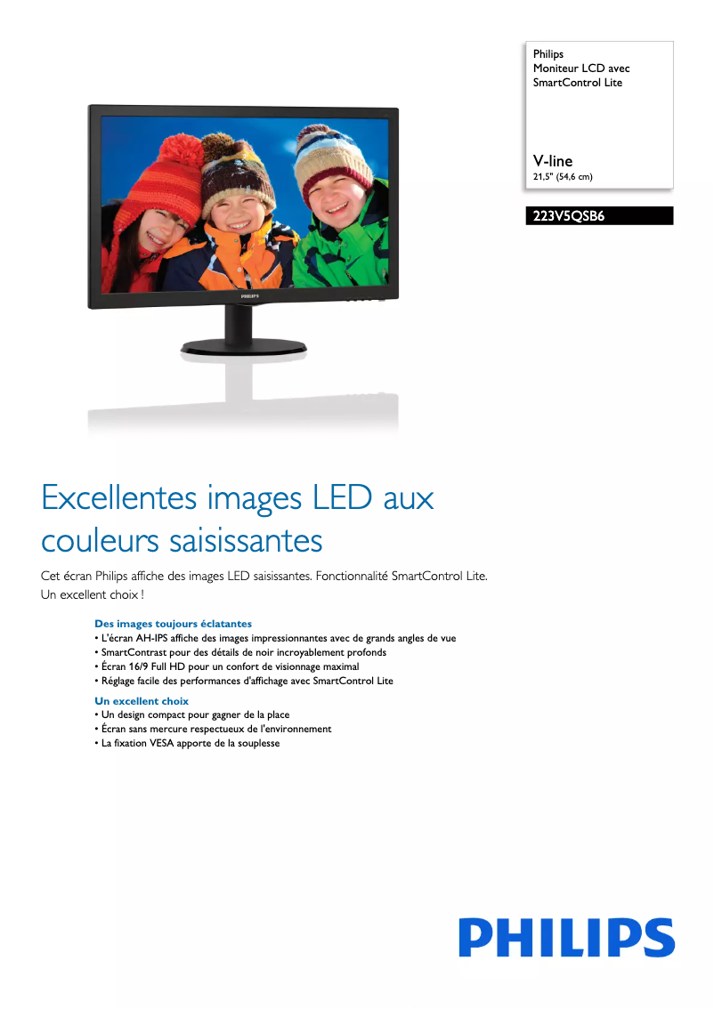 Página 1 del manual Ficha técnica Philips 223V5QSB6