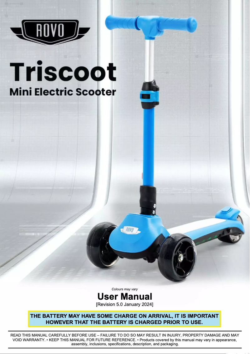 Page n°1 - Manuel utilisateur Rovo Kids Triscoot