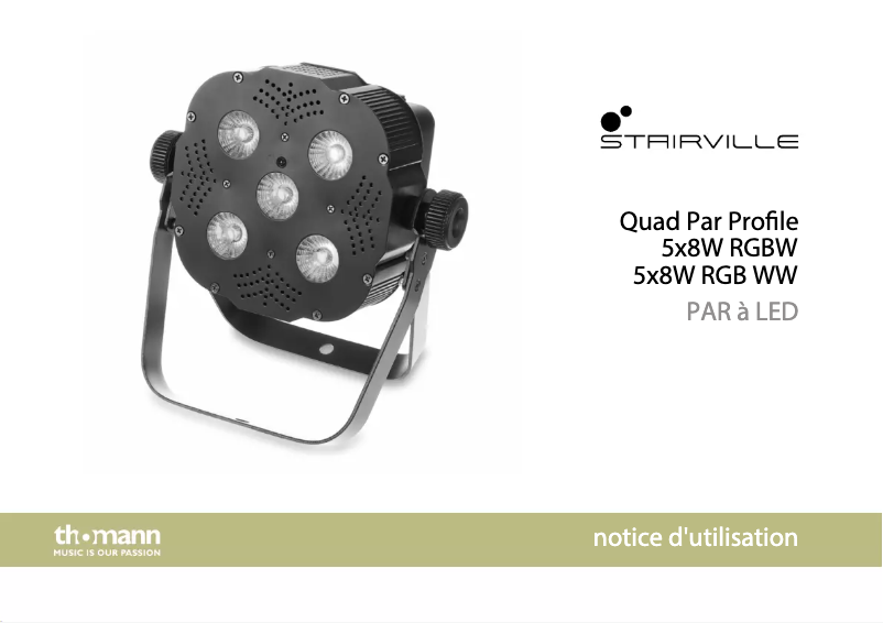 Page 1 de la notice Manuel utilisateur Stairville Quad Par Profile 5x8W RGB WW