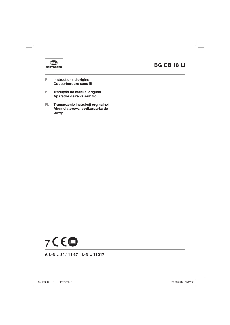 Image de la première page du manuel de l'appareil BG CB 18 Li