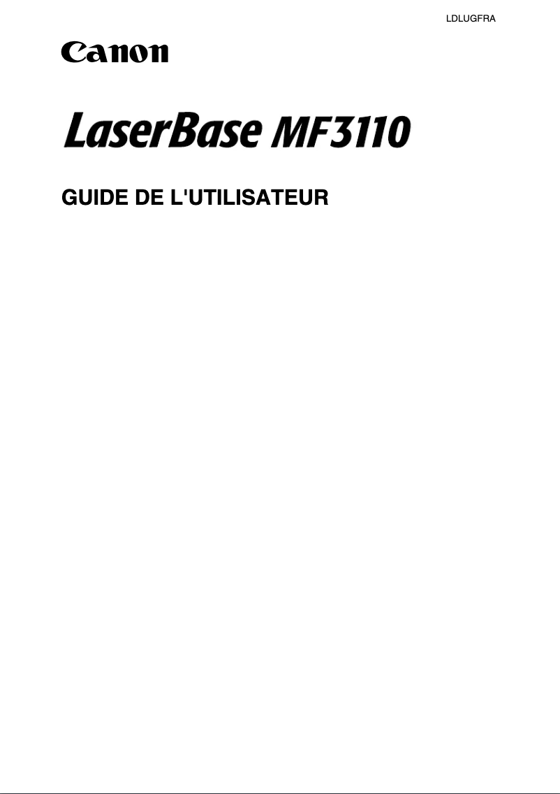 Image de la première page du manuel de l'appareil LaserBase MF3110