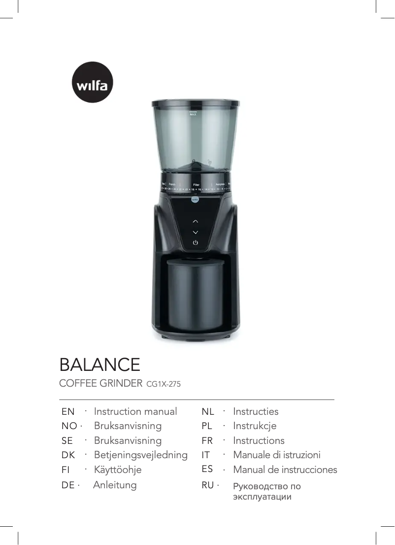 Page n°1 - Manuel utilisateur Wilfa Balance CG1X-275