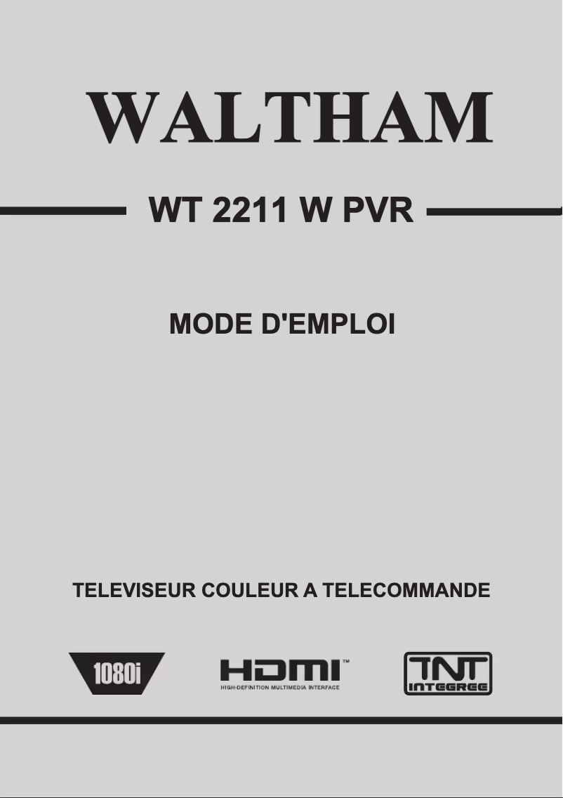 Page 1 de la notice Manuel utilisateur Waltham WT 2211 W PVR