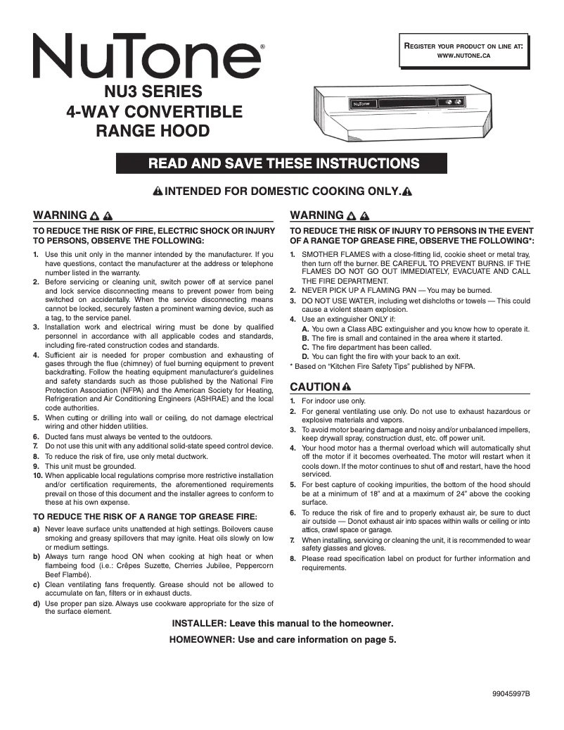 Image de la première page du manuel de l'appareil NU330BL