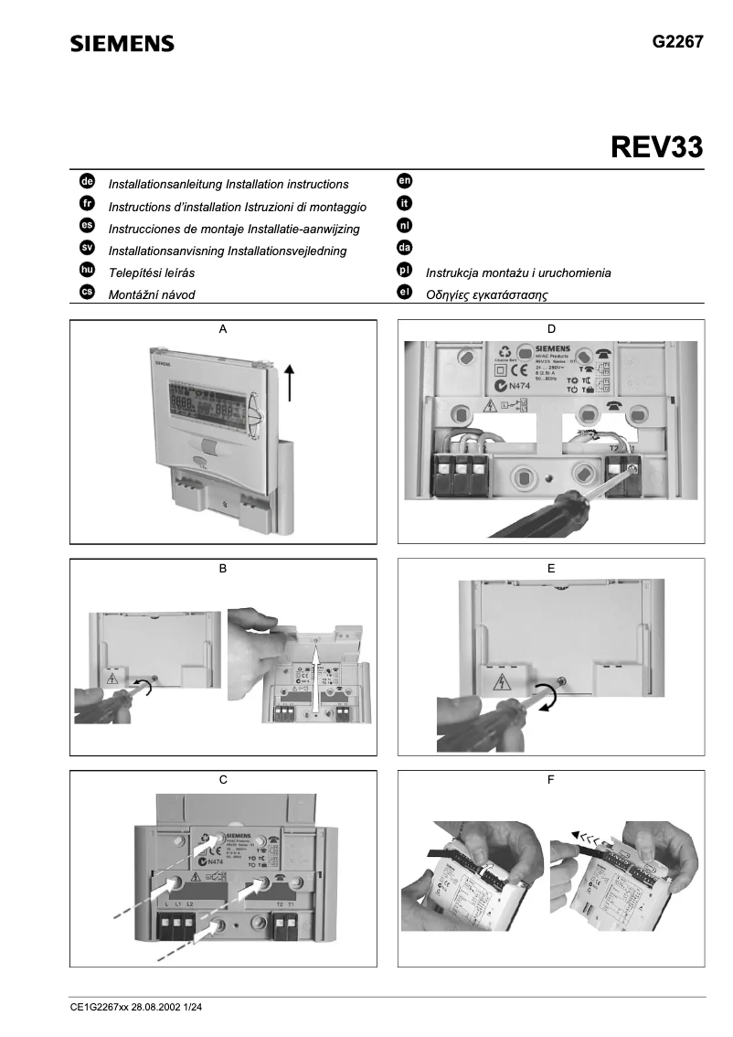 Imagen de la primera página del manual del dispositivo REV33