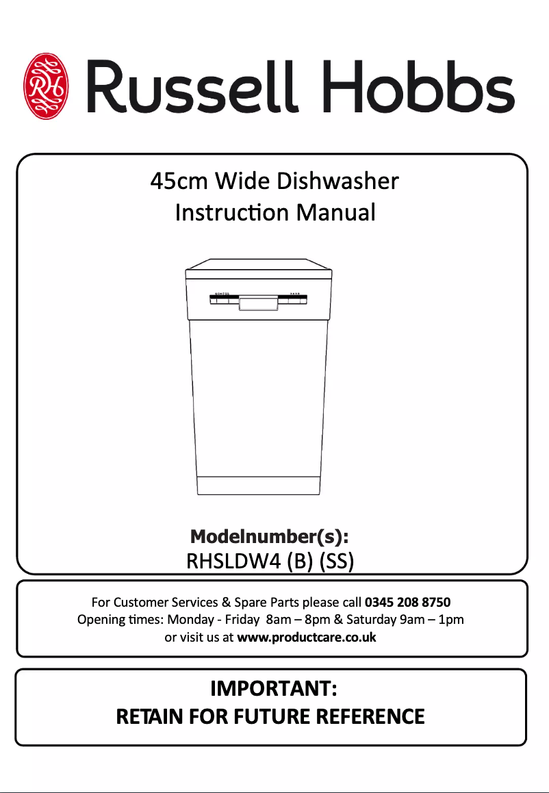 Page 1 de la notice Manuel utilisateur Russell Hobbs RHSLDW4B