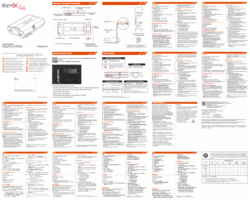 Image de la première page du manuel de l'appareil Sound BlasterX G6