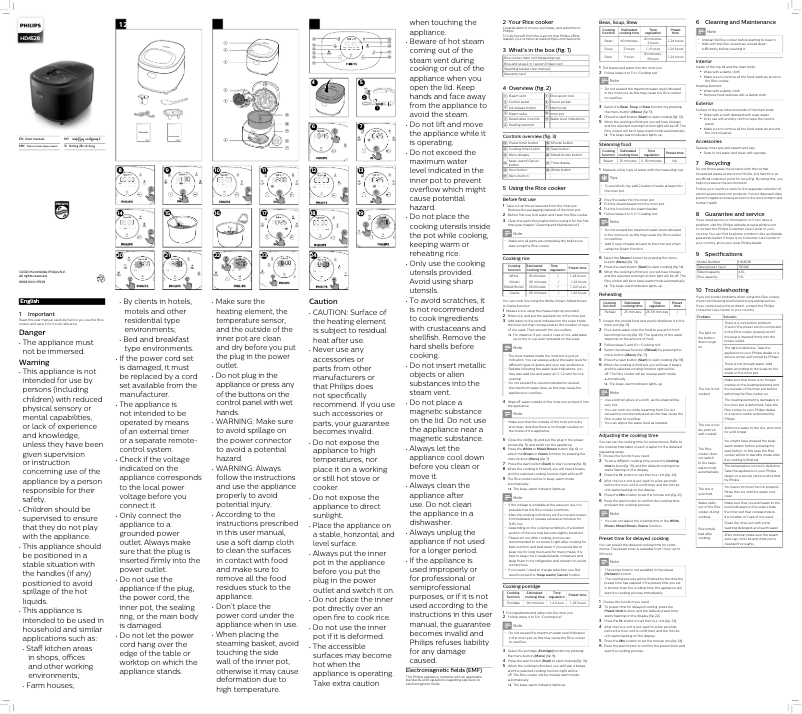 Image de la première page du manuel de l'appareil Viva Collection HD4528