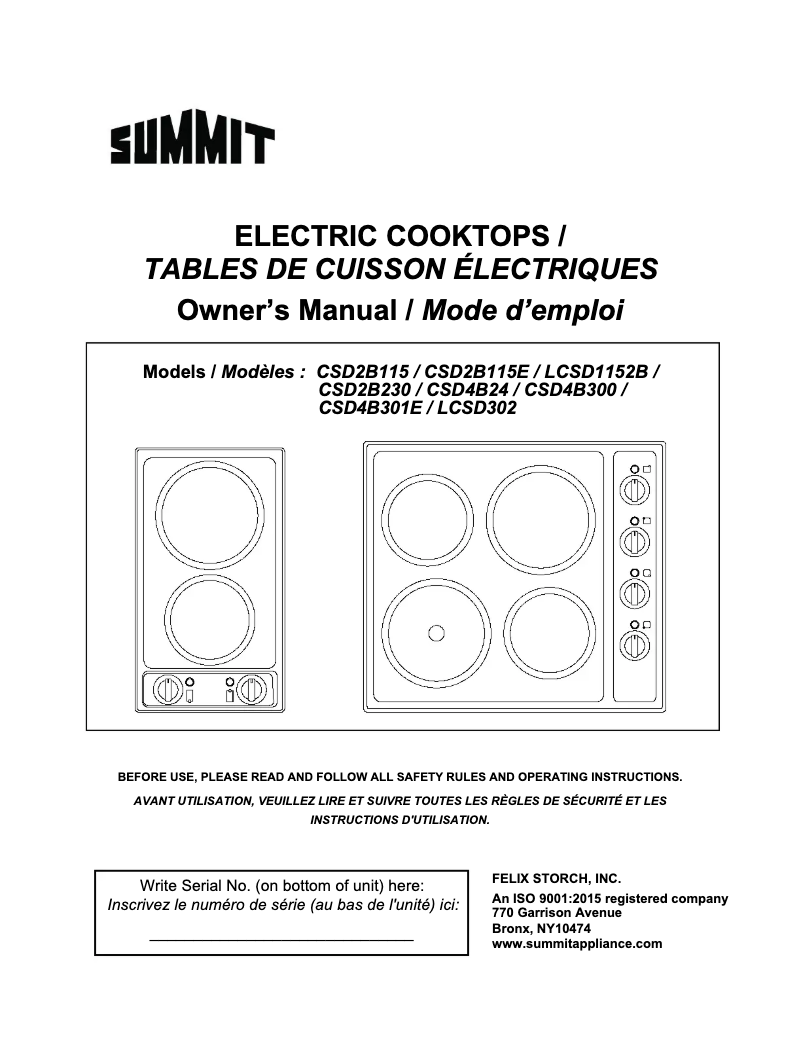 Page 1 de la notice Manuel utilisateur Summit CSD2B230
