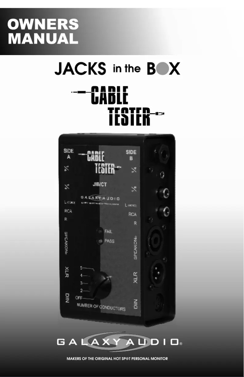 Page 1 de la notice Manuel utilisateur Galaxy Audio JIB/CT