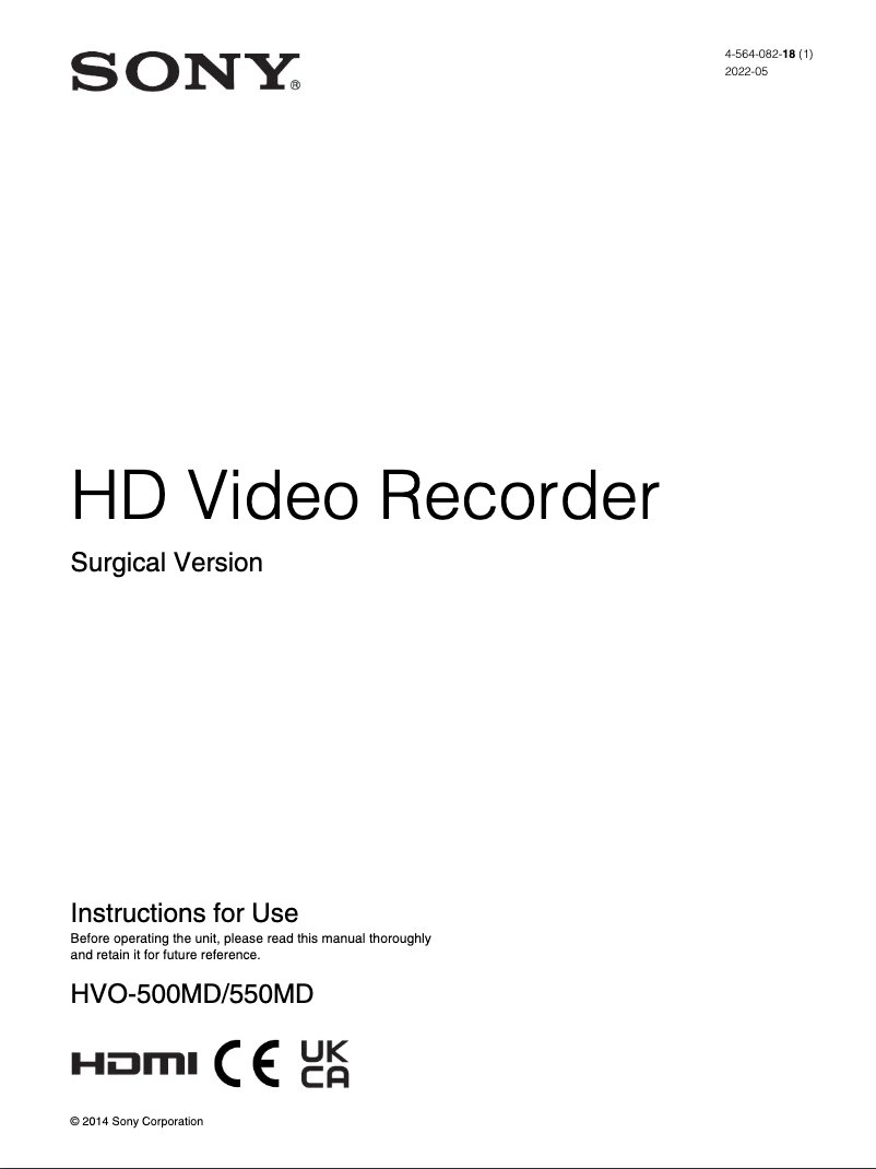 Página 1 del manual Manual de usuario Sony HVO-500MD