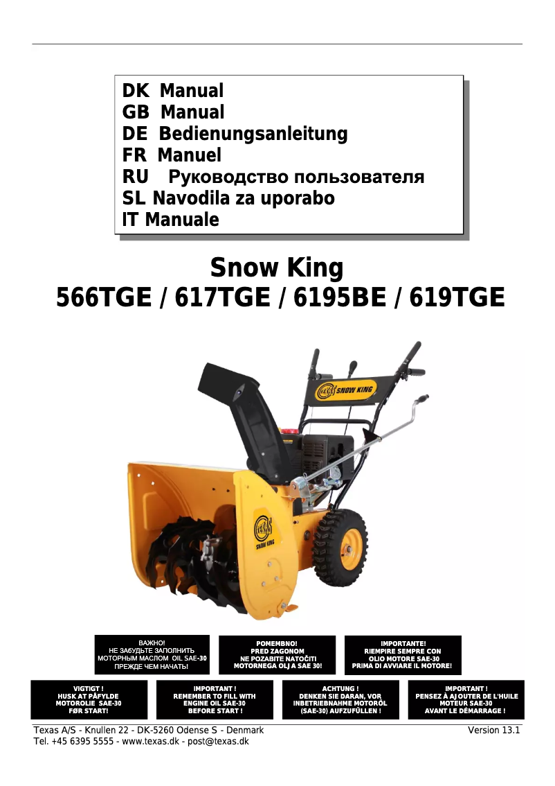 Page n°1 - Manuel utilisateur Texas Snow King 619 TGE