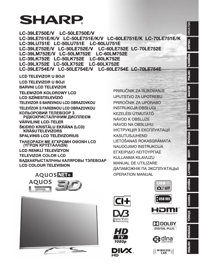 Page n°1 - Manuel utilisateur Sharp Aquos LC-60LE751E