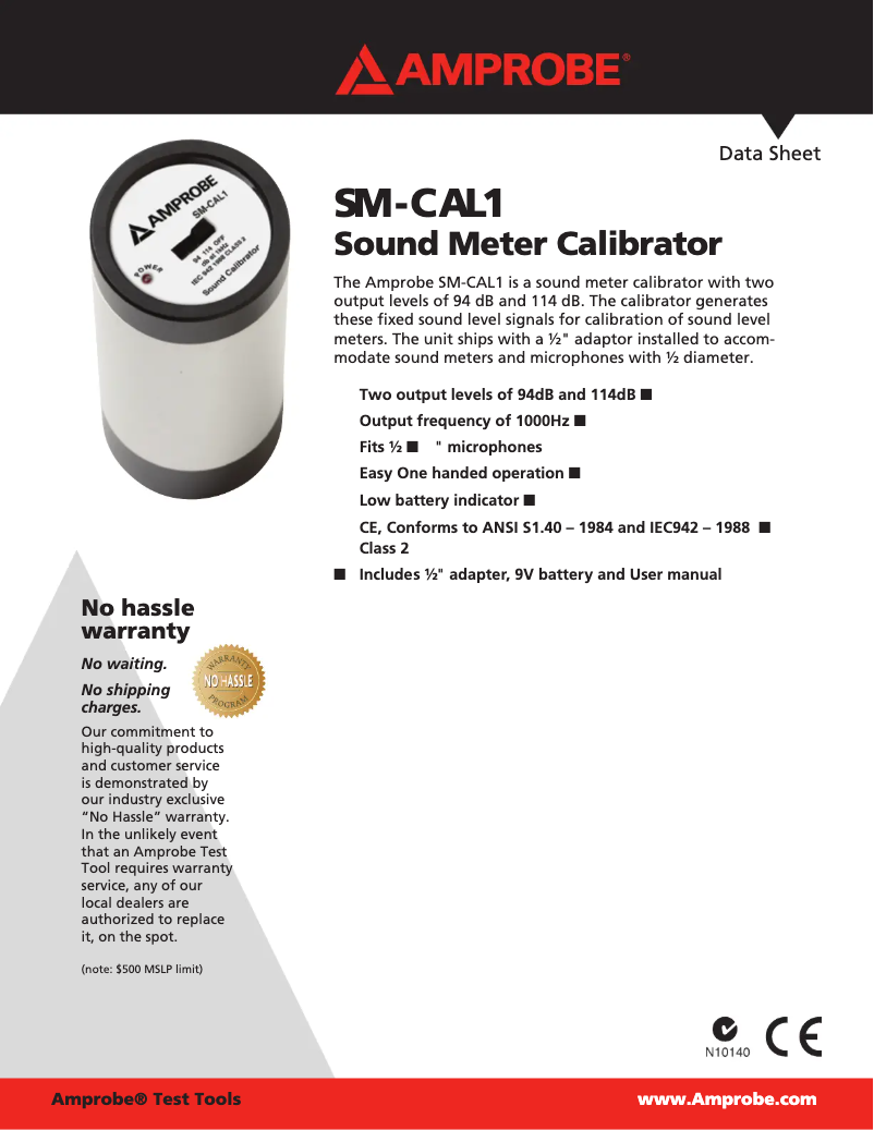 Page n°1 - Fiche technique Amprobe SM-CAL-1