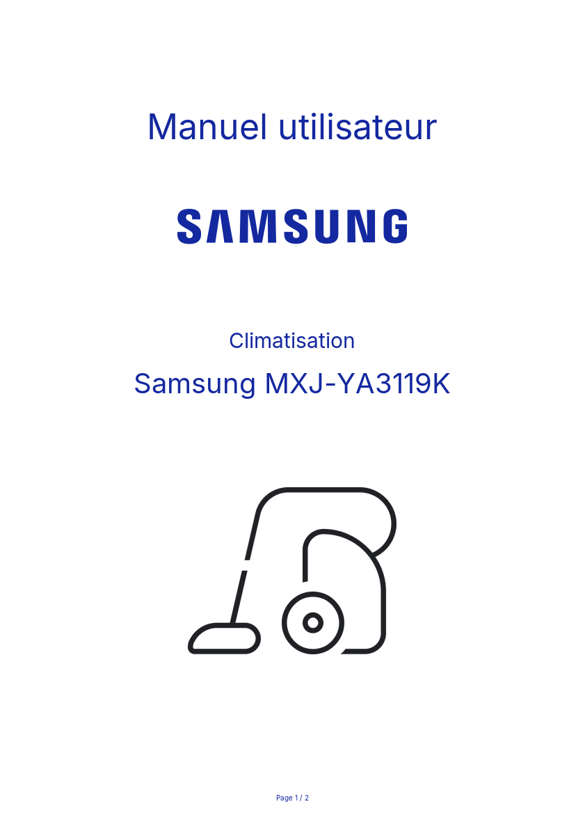 Page n°1 - Manuel utilisateur Samsung MXJ-YA3119K