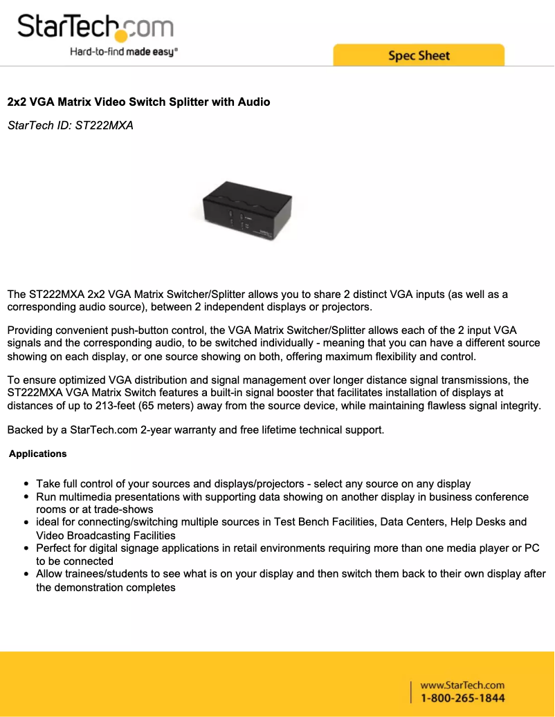 Page 1 of the manual Brochure StarTech.com ST222MXA