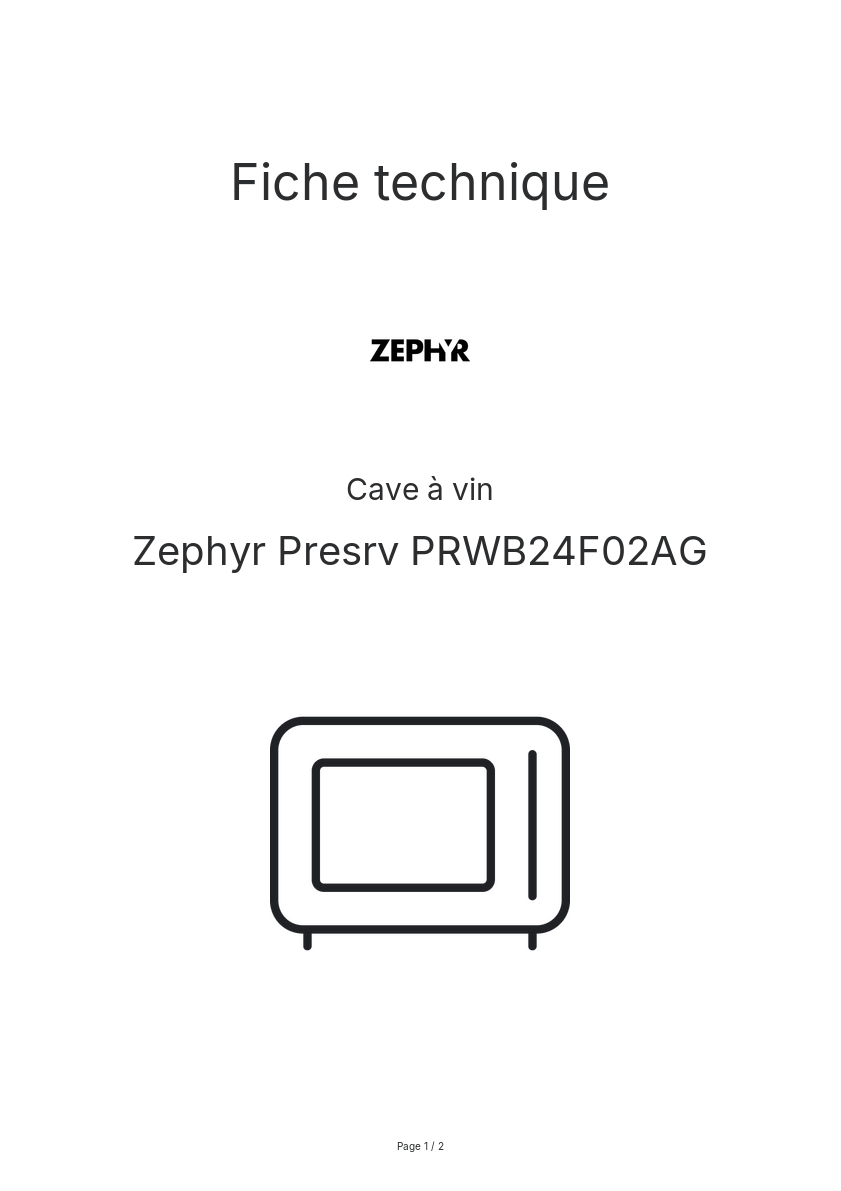 Image de la première page du manuel de l'appareil Presrv PRWB24F02AG