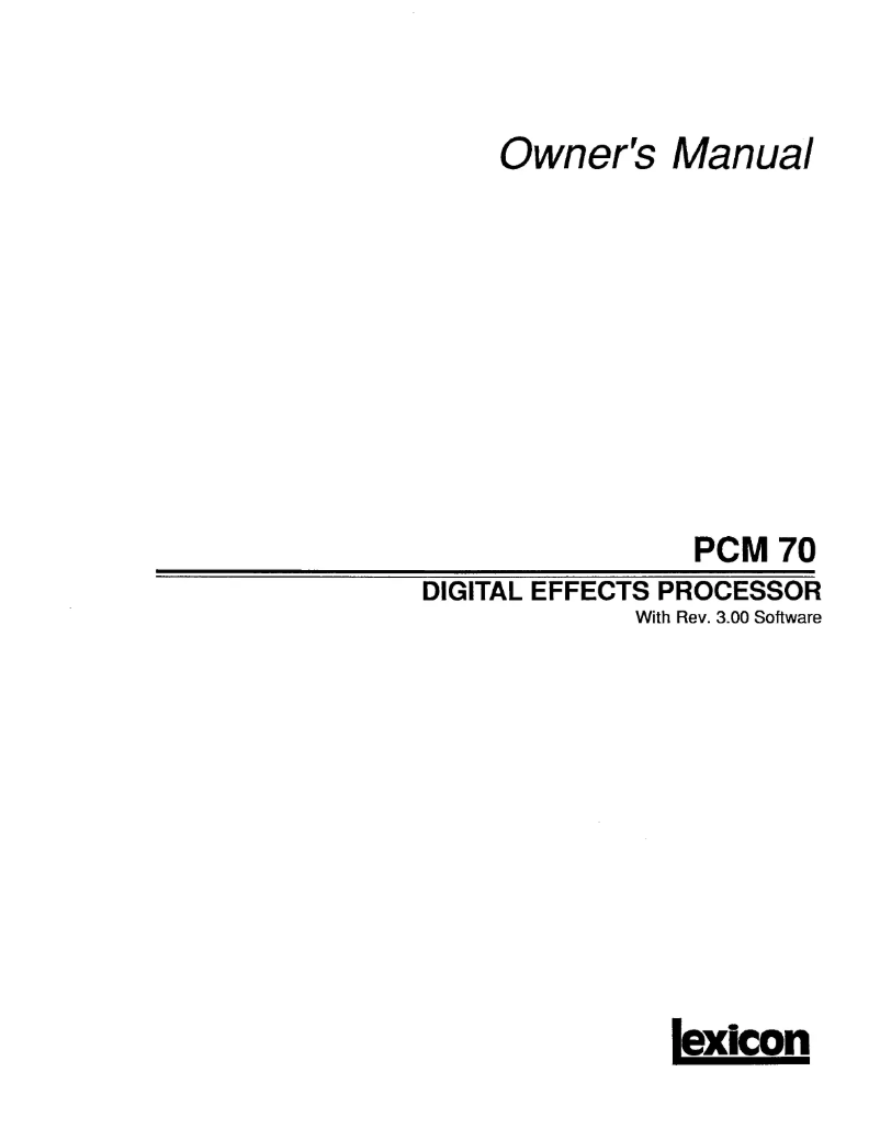 Image de la première page du manuel de l'appareil PCM70