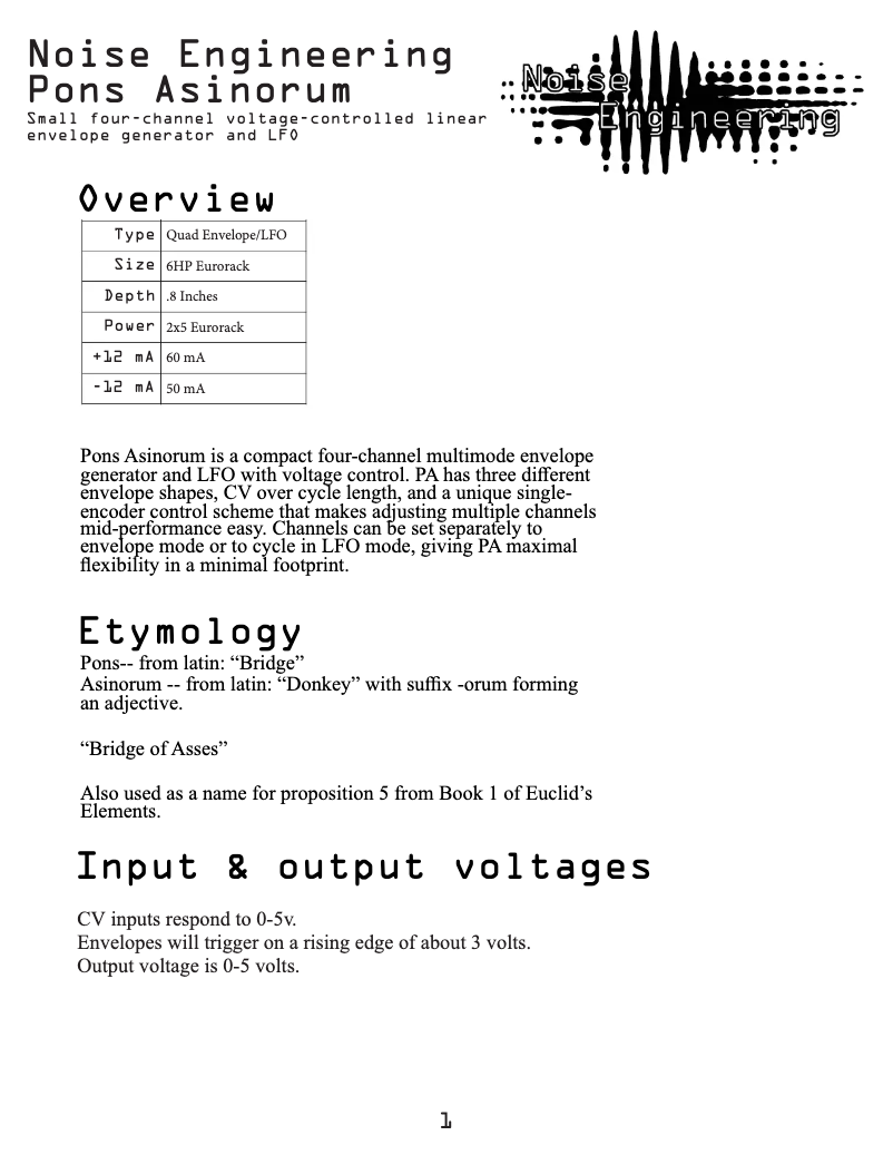 Image de la première page du manuel de l'appareil Pons Asinorum