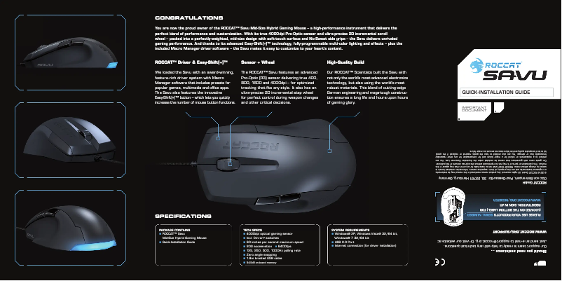 Imagen de la primera página del manual del dispositivo Savu