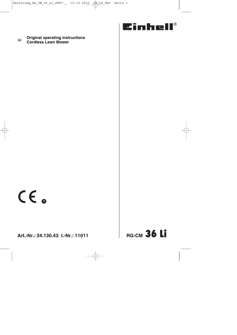 Page n°1 - Manuel utilisateur Einhell RG-CM 36 Li
