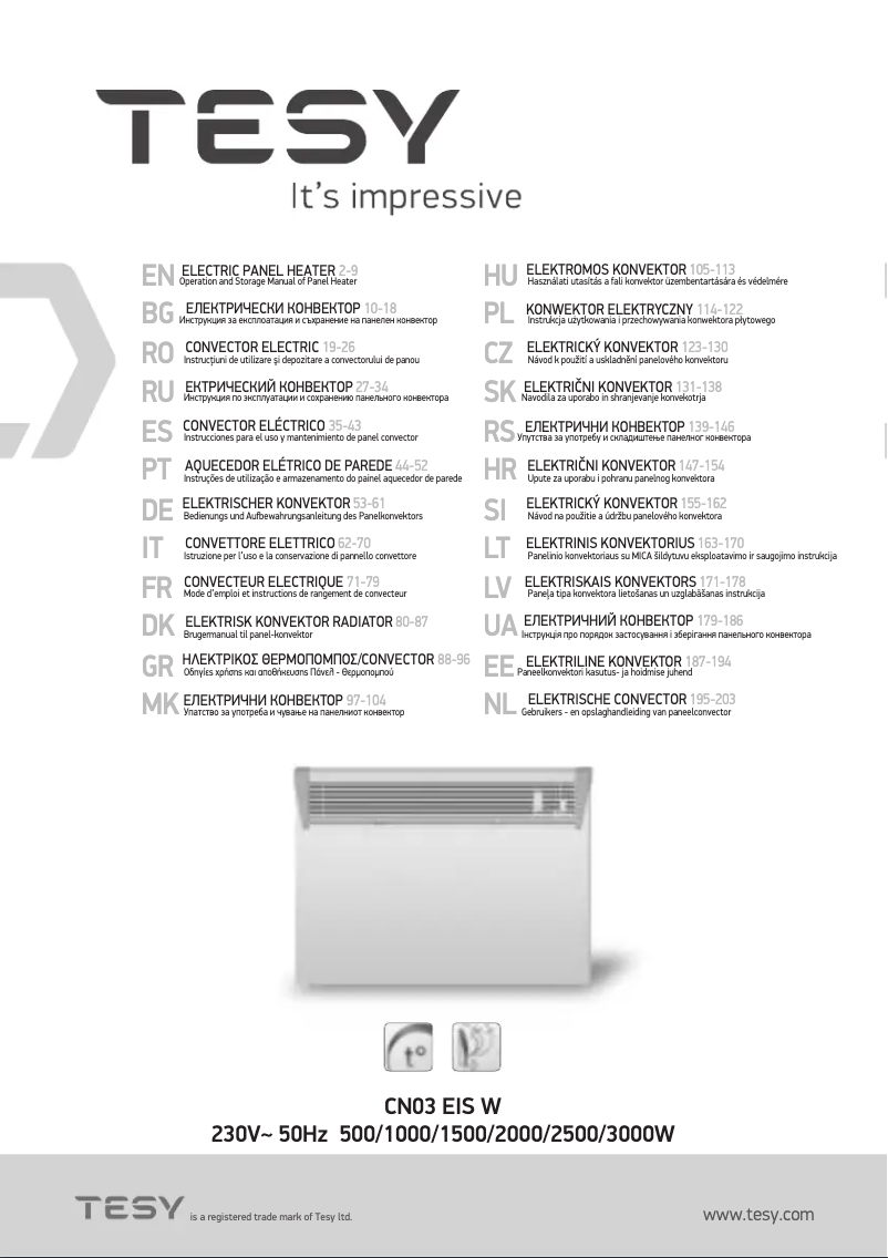 Page n°1 - Manuel utilisateur Tesy CN03 250 EIS W