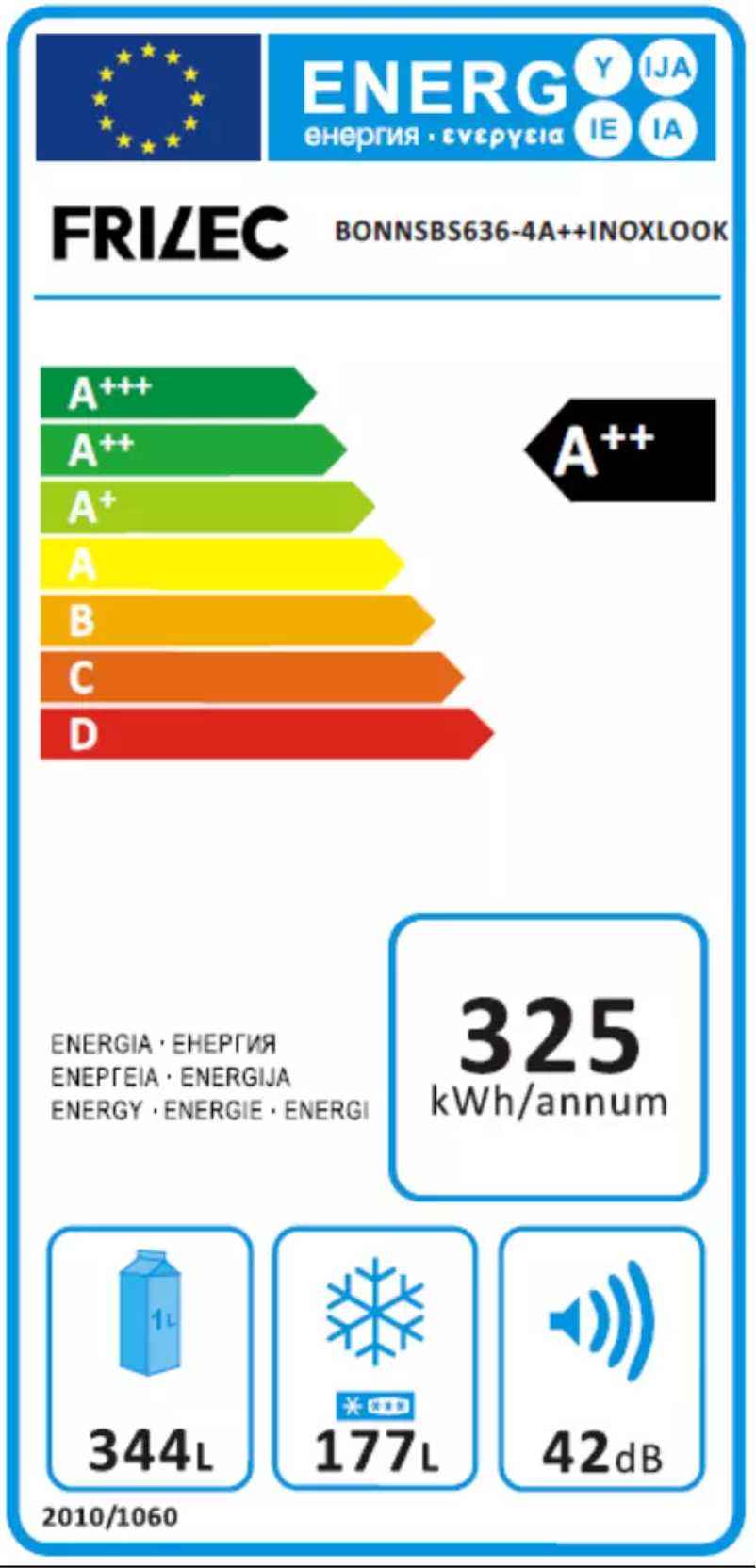 Page 1 de la notice Label énergétique Frilec BONNSBS636-4A++