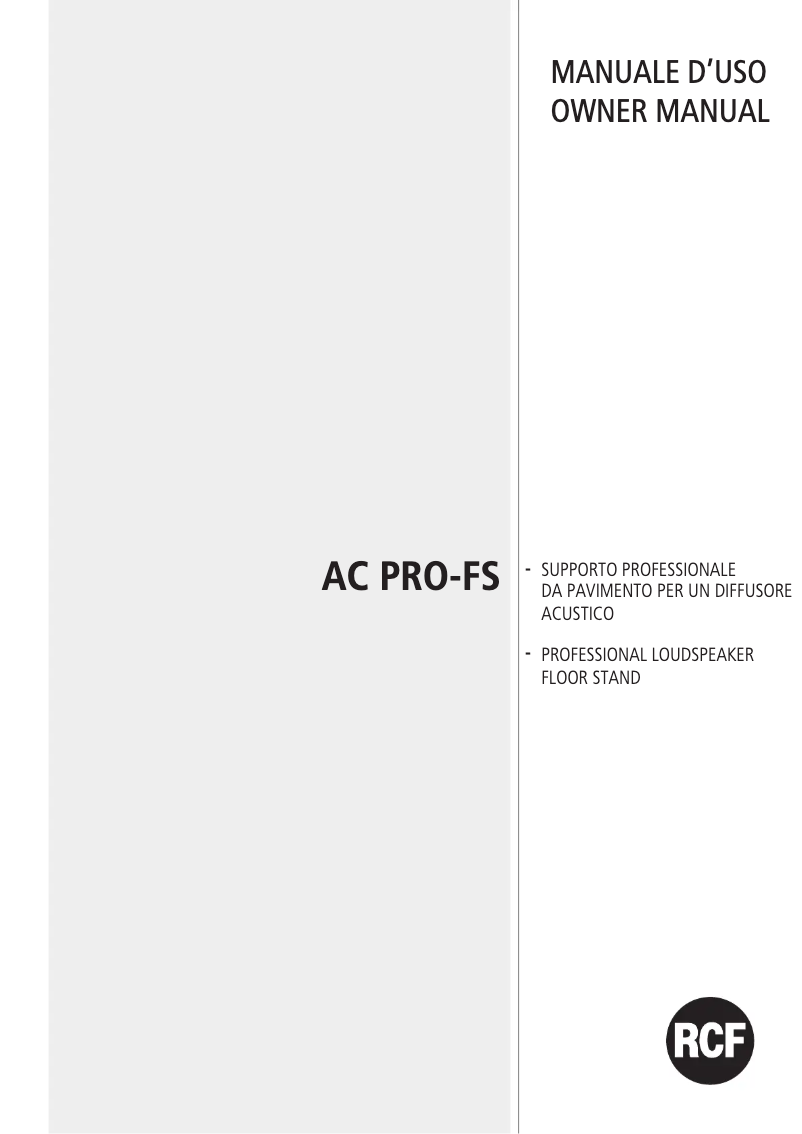 Image de la première page du manuel de l'appareil AC PRO-FS