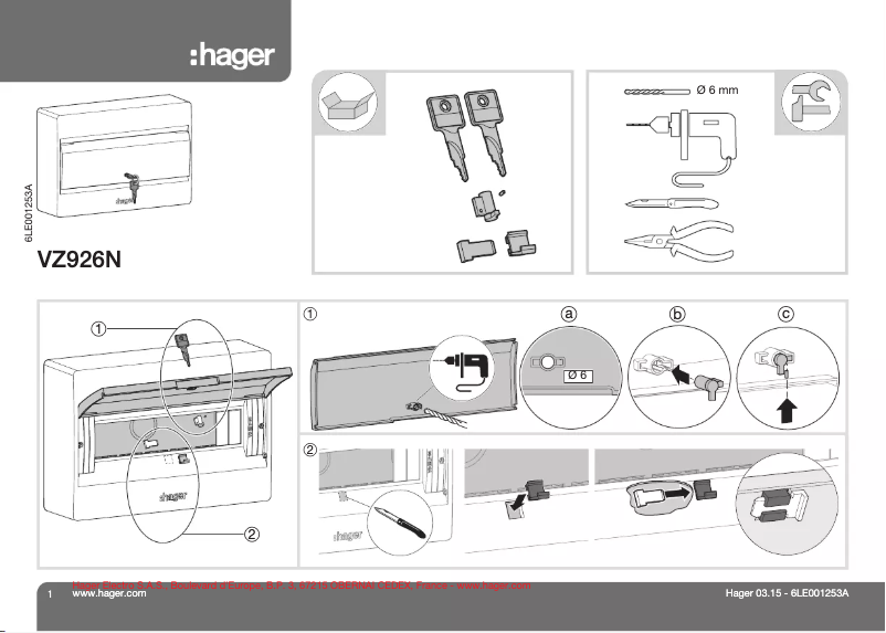 Page 1 de la notice Manuel utilisateur Hager VZ926N