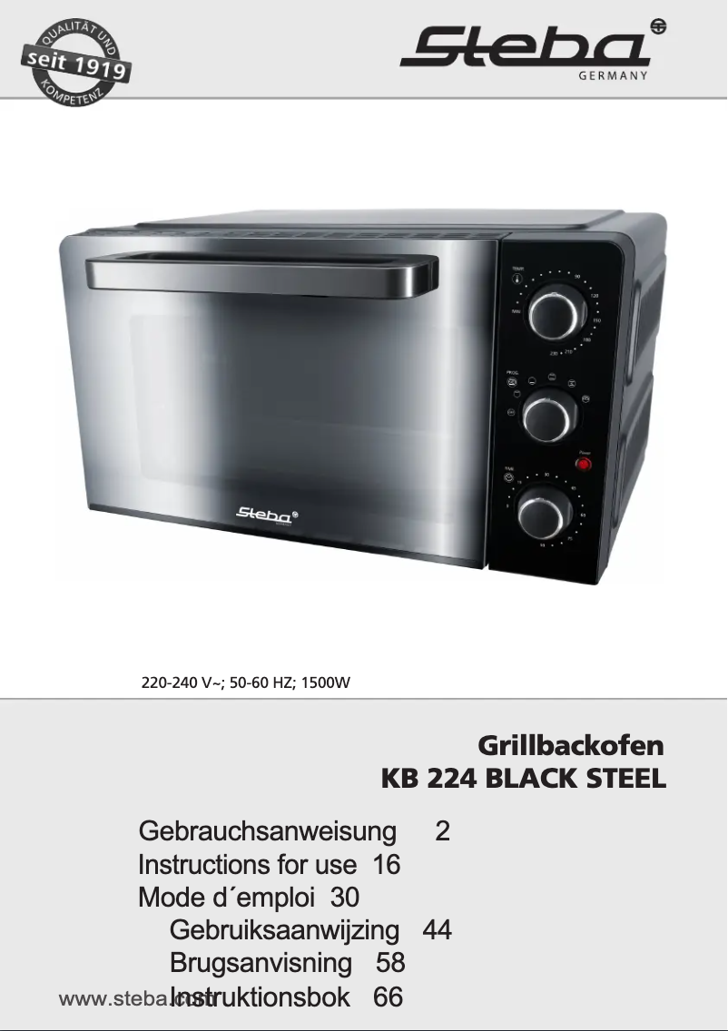 Page 1 de la notice Manuel utilisateur Steba KB 224 BLACK STEEL