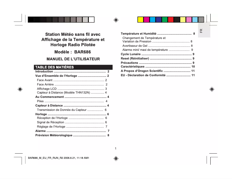 Image de la première page du manuel de l'appareil BAR686