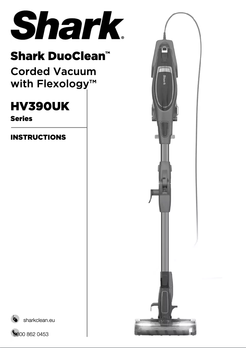 Page 1 de la notice Mode d'emploi Shark DuoClean HV390UKT