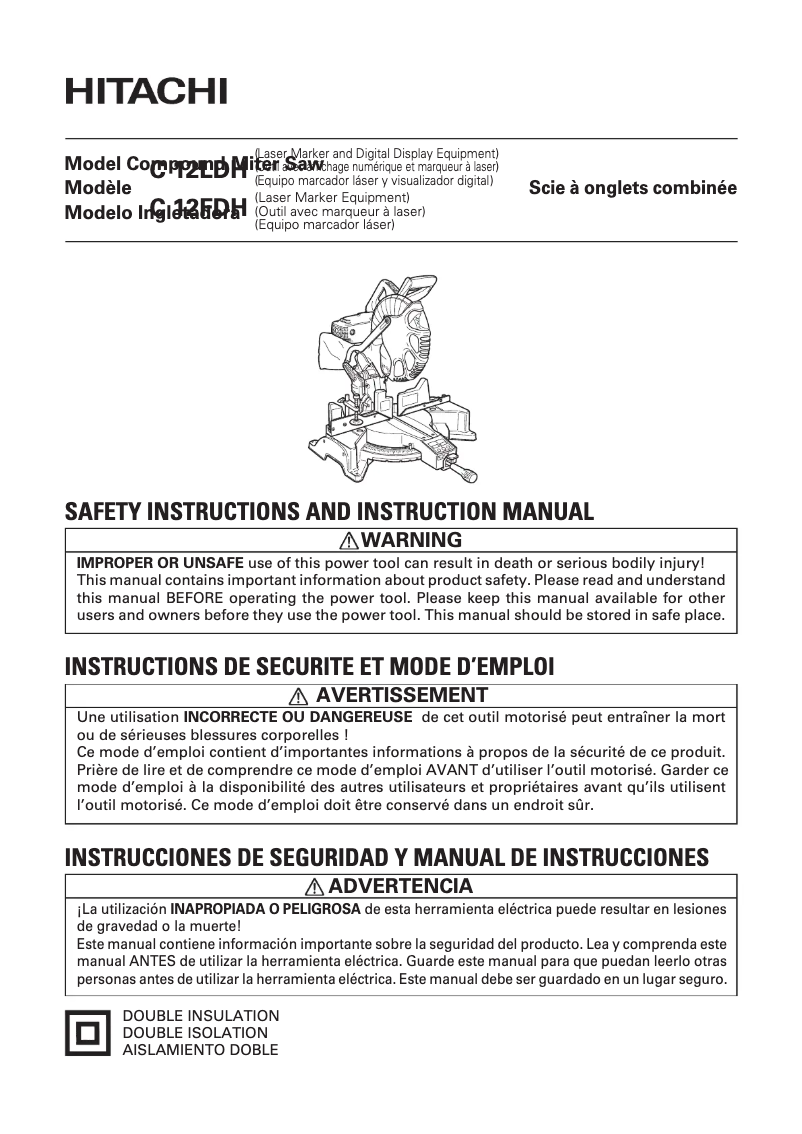 Page 1 de la notice Manuel utilisateur HiKOKI C12LDH