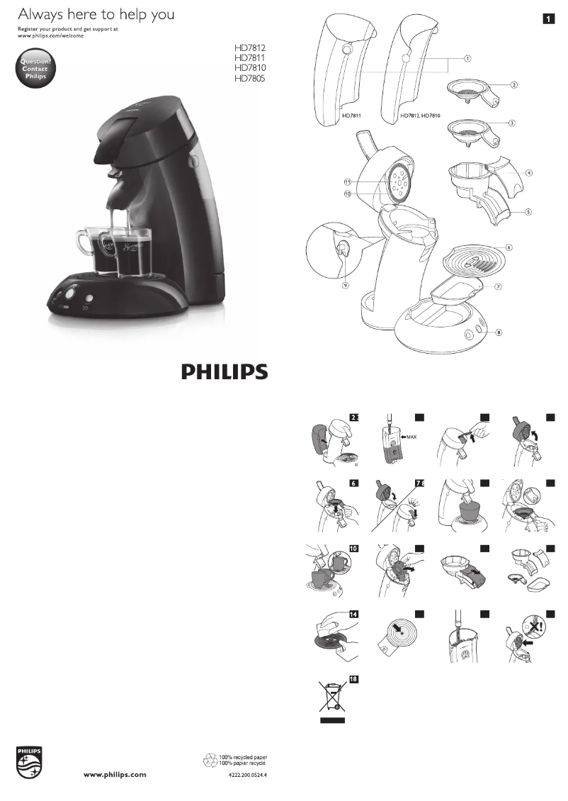 Page n°1 - Manuel utilisateur Philips Senseo Original HD7811
