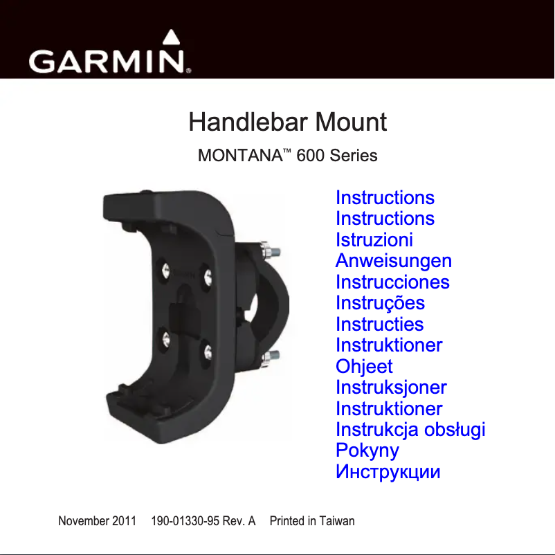 Page n°1 - Manuel utilisateur Garmin Montana Handlebar Mount
