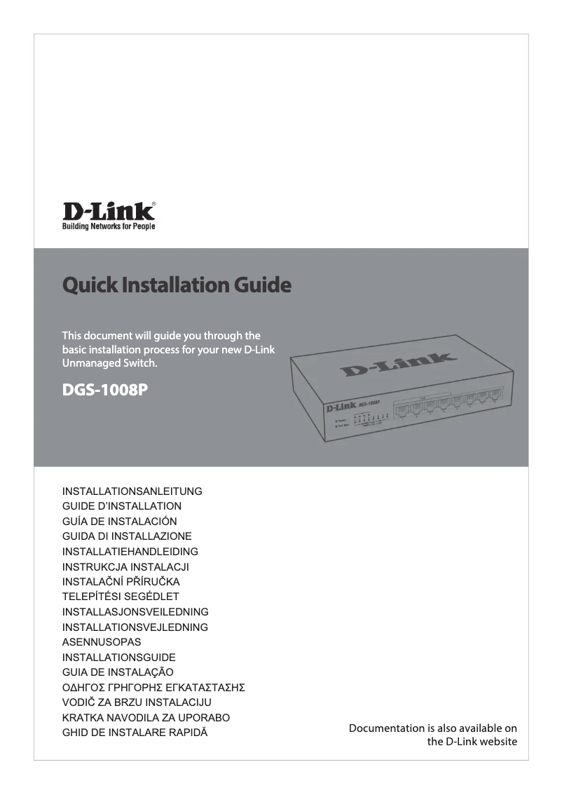 Page n°1 - Guide d'installation D-Link DGS-1008P