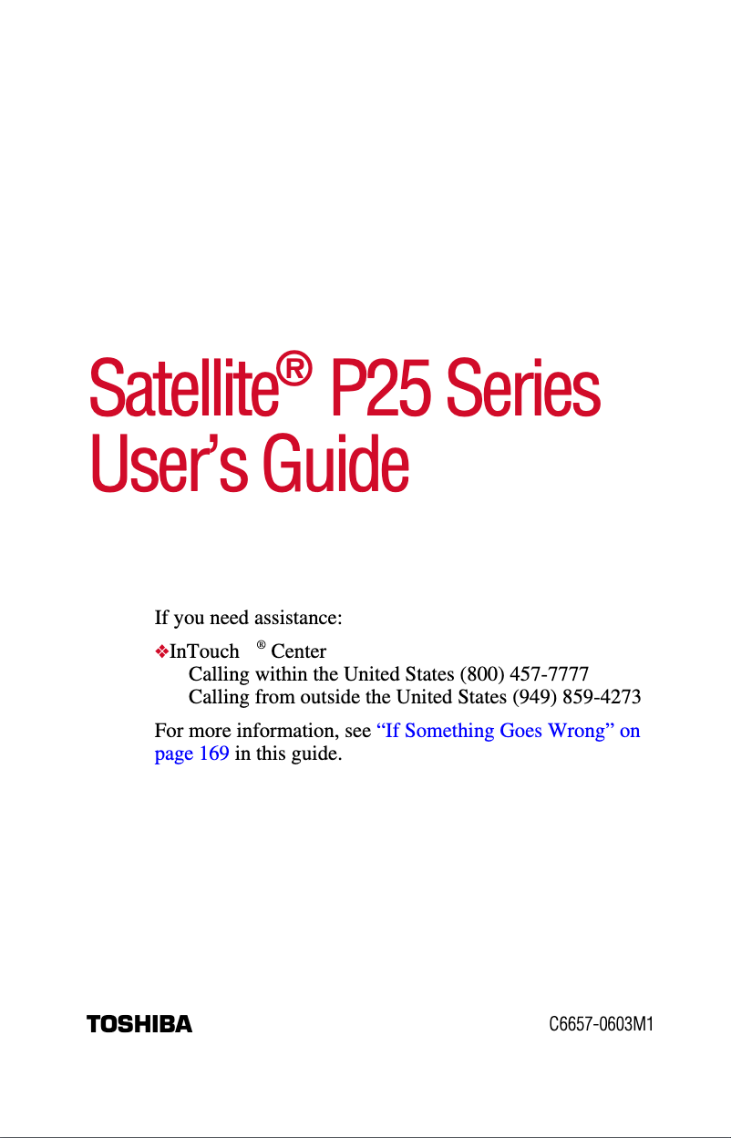 Image de la première page du manuel de l'appareil Satellite P25