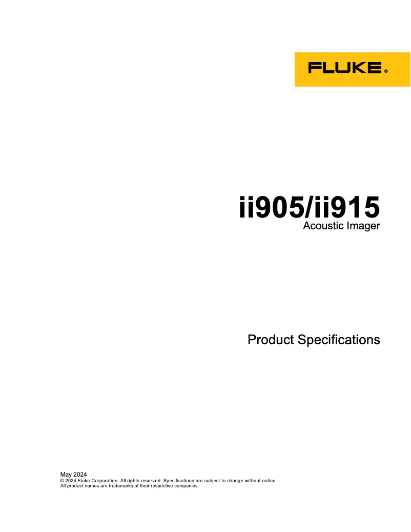 Page 1 de la notice Fiche technique Fluke ii905