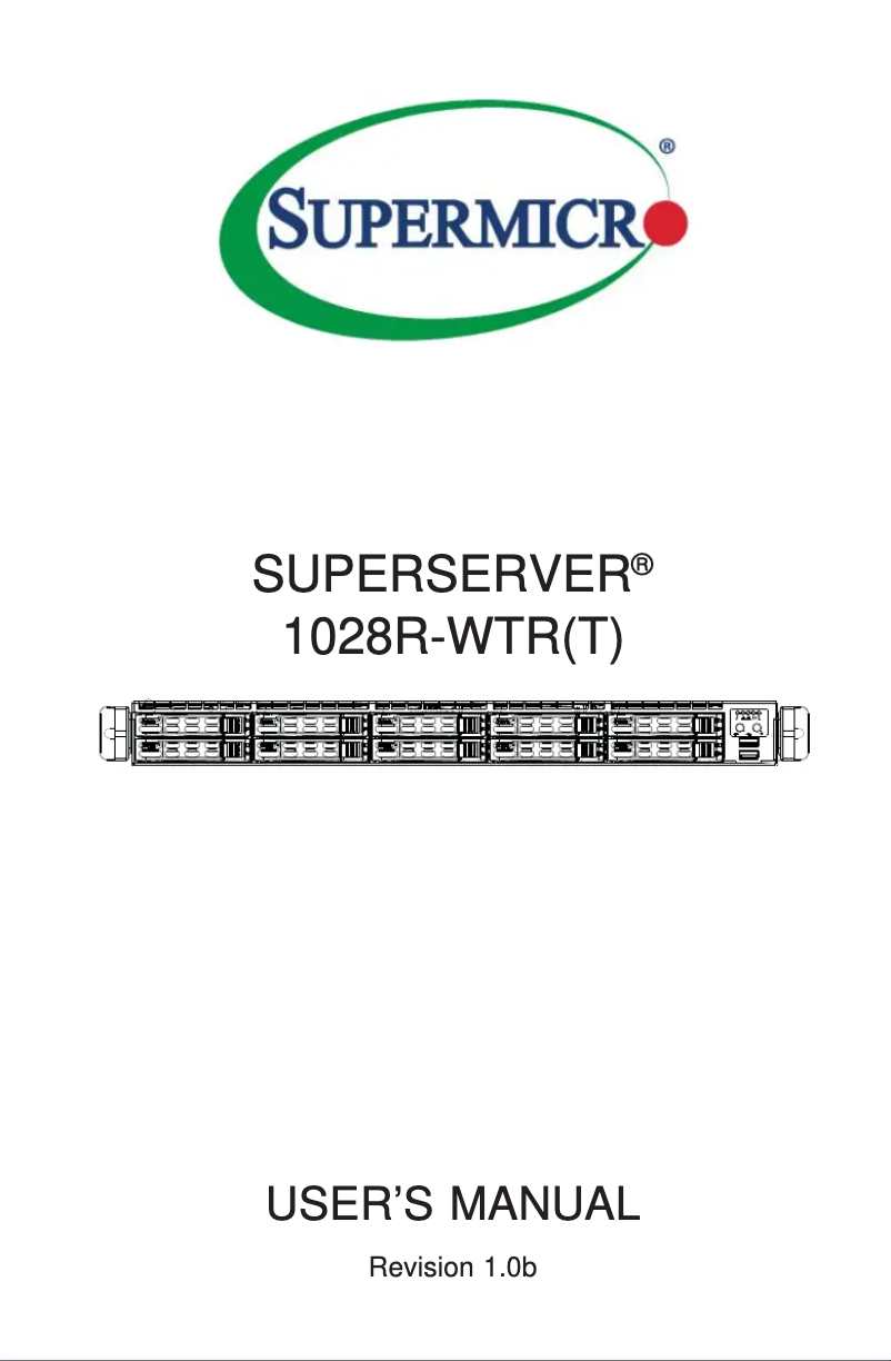 Page 1 de la notice Manuel utilisateur Supermicro SuperServer 1028R-WTRT