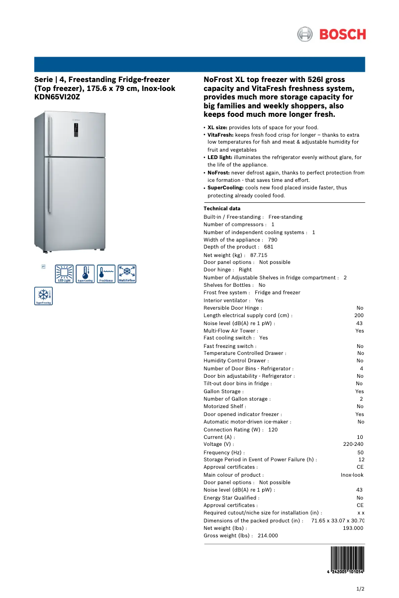 Image de la première page du manuel de l'appareil KDN65VI20Z