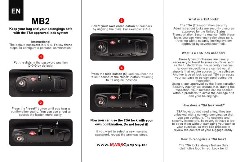 Page 1 de la notice Manuel utilisateur Mars Gaming MB2