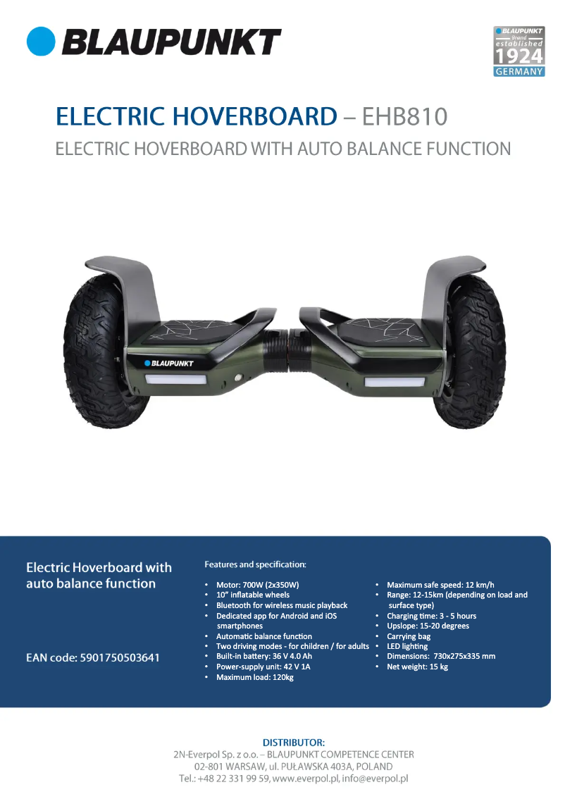 Imagen de la primera página del manual del dispositivo EHB810